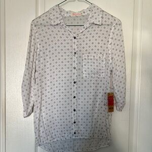 Ardene White Patterned Button Down Shirt